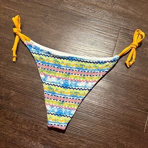 Demon Bikini Handmade Small Orange Blue Colorful Patterned Bikini Bottom Swim